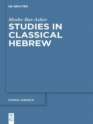 cover image of Studies in Classical Hebrew